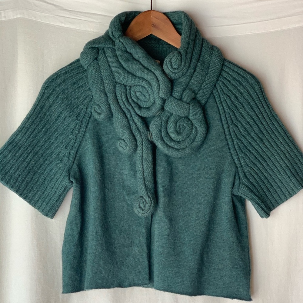 Anthropologie Moth Knotty Pine Wool Blend Cropped Cardigan Rare
